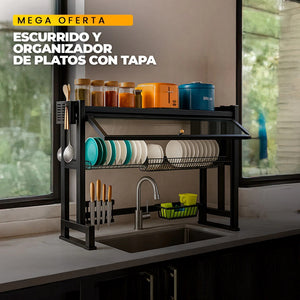 Escurridor de Platos, Organizador con Tapa